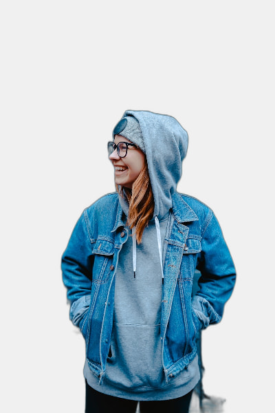 Portrait on gray studio background